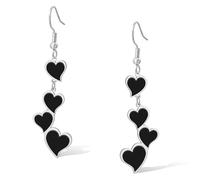 SIPURIS Boucles d'oreilles en forme de cœur noir pour femme, style punk, rock, pour mariage, anniversaire, bijoux, One Size, Acier inoxydable, Pas de gemme