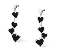 SIPURIS Boucles d'oreilles en forme de cœur noir pour femme, style punk, rock, pour mariage, anniversaire, bijoux, One Size, Acier inoxydable, Pas de gemme