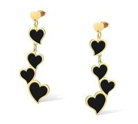 SIPURIS Boucles d'oreilles en forme de cœur noir pour femme, style punk, rock, pour mariage, anniversaire, bijoux, One Size, Acier inoxydable, Pas de gemme