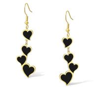 SIPURIS Boucles d'oreilles en forme de cœur noir pour femme, style punk, rock, pour mariage, anniversaire, bijoux, One Size, Acier inoxydable, Pas de gemme