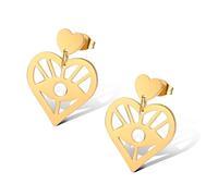 SIPURIS Boucles d'oreilles œil d'Horus en Égypte - Boucles d'oreilles en forme de cœur - Cadeau pour femme, Acier inoxydable, Pas de gemme