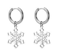 SIPURIS Boucles d'oreilles pendantes légères en forme de flocon de neige pour femme, One Size, Acier inoxydable, Pas de gemme