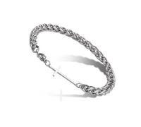 SIPURIS Bracelet avec croix latine pour homme - Bracelet à maillons de blé - Bijoux pour femmes et hommes, 0.98*0.46 in, Pas de gemme