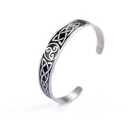 SIPURIS Bracelet avec nœud celtique Viking Triskel triple spirale Triskel nordique en acier inoxydable Bracelet ouvert réglable Amulette Bijoux cadeaux pour hommes, femmes, adolescents