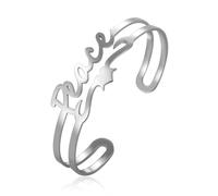 SIPURIS Bracelet avec signe d'amour et de paix pour elle - Bracelet manchette en acier inoxydable réglable - Bijou pour femme, One Size, Acier inoxydable, Pas de gemme