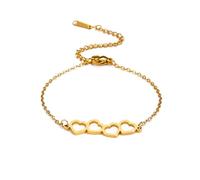 SIPURIS Bracelet d'amour pour femme avec 4 cœurs mignons - Bracelet de Saint-Valentin pour femme - Cadeau tendance, One Size, Acier inoxydable, Pas de gemme