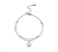 SIPURIS Bracelet porte-bonheur trèfle à quatre feuilles en forme de trèfle irlandais porte-bonheur, 17+5cm(6.69+1.96in), Coton Acier inoxydable Pierre précieuse, Pas de gemme