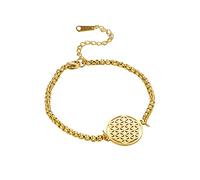 SIPURIS Bracelet pour femme - Fleur de vie - Arbre de vie - En acier inoxydable - Motif géométrique creux - Bijoux pour homme, Acier inoxydable, Sans pierre précieuse