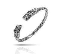 SIPURIS Bracelet viking pour homme - Double dragon, serpent, viking nordique, anneaux ouverts réglables en acier inoxydable torsadés - Bijoux Wicca