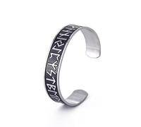SIPURIS Bracelet viking rune pour homme/femme - Bracelet viking nordique Futhark - 24 runes - En acier inoxydable - Amulette païenne - Bijoux nordiques, One Size, Acier inoxydable, Pas de gemme
