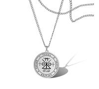 SIPURIS Collier avec amulette du sceau de l'archange Raziel Secret of God - Roi de Salomon - 7e archange Raziel - Médaillon de protection - Pour homme - Argenté