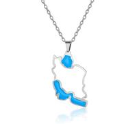 SIPURIS Collier avec carte de l'Iran avec contour creux de la mer Caspienne bleue et golfe Persique