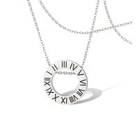 SIPURIS Collier avec chiffres romains - Pendentif délicat - Personnalisable - Bijou de mariage - Collier pour homme et femme, 0.98*0.98 in, Acier inoxydable, Pas de gemme