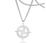 SIPURIS Collier avec croix de Sainte Brigide - Pendentif - Talisman celtique irlandais - Bijou religieux pour femme et homme, 1.38*1.46in, Acier inoxydable, Pas de pierre précieuse