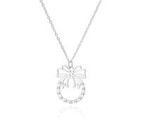 SIPURIS Collier avec nœud - Pendentif délicat en forme de nœud pour femme - Joli collier ras du cou et boucles d'oreilles - Bijoux tendance pour adolescentes, 0.59*0.75in, Acier inoxydable, Pas de