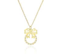 SIPURIS Collier avec nœud - Pendentif délicat en forme de nœud pour femme - Joli collier ras du cou et boucles d'oreilles - Bijoux tendance pour adolescentes, 0.59*0.75in, Acier inoxydable, Pas de