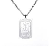 SIPURIS Collier avec pendentif Allah Islam musulman Versets du Coran Amulette Bijoux religieux pour homme et femme, Acier inoxydable, Pas de gemme