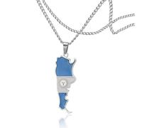 SIPURIS Collier avec pendentif carte de l'Argentine en acier inoxydable - Personnalisable - Pour homme et femme, Acier inoxydable, Pas de gemme
