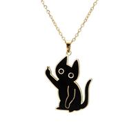 SIPURIS Collier avec pendentif chat noir drôle, cadeau tendance et accessoire accrocheur pour les amateurs de mode et les amoureux des animaux de compagnie, bijoux d'amitié parfaits