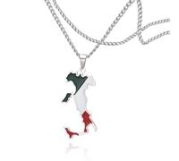 Sipuris Collier avec pendentif en forme de carte de l'Italie, en acier inoxydable, avec pendentif coloré, Acier inoxydable, Pas de gemme
