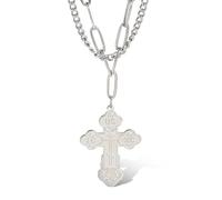 SIPURIS Collier avec pendentif en forme de croix orthodoxe Jésus Christ en acier inoxydable pour homme, 0.98 * 1.32inch, Acier inoxydable, Non, pas de pierre précieuse