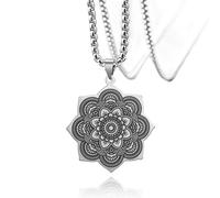 SIPURIS Collier avec pendentif en forme de fleur de lotus pour homme et femme - En acier inoxydable - Bijou spirituel, Acier inoxydable, Pas de gemme