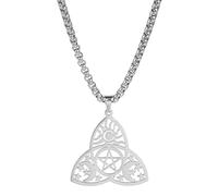 SIPURIS Collier avec pendentif en forme de triquetra avec pentagramme et pentacle - En acier inoxydable - Pour homme et femme, Acier inoxydable, Pas de gemme
