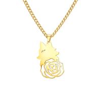 SIPURIS Collier avec pendentif renard et rose sur le thème du petit prince pour les amoureux et les meilleurs amis
