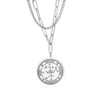 SIPURIS Collier avec pendentif représentant le sceau de l'archange Michael Saday Athanatos Sabaoth ancien roi de Salomon Saint 7e archange Michael Médaillon Talisman Protection Amulette Bijoux