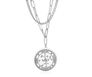SIPURIS Collier avec pendentif représentant le sceau de l'archange Michael Saday Athanatos Sabaoth ancien roi de Salomon Saint 7e archange Michael Médaillon Talisman Protection Amulette Bijoux