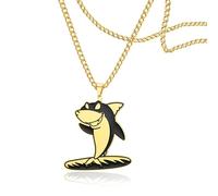 SIPURIS Collier avec pendentif requin de surf pour adolescents - Motif animal de l'océan - Souvenir d'été, 1.38*1.61in, Acier inoxydable, Pas de gemme