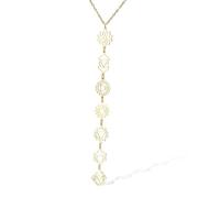 SIPURIS Collier bouddhiste en forme de Y avec pendentif en forme de fleur de lotus pour femme - Mandala vintage - Cadeau spirituel, One size, Acier inoxydable, Pas de gemme