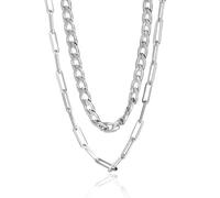 SIPURIS Collier chaîne trombone italien pour homme et femme - Collier superposé - Chaîne cubaine simple et élégante - Cadeau de bijoux - Taille unique - Acier inoxydable - Sans pierre précieuse, One