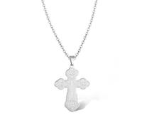 SIPURIS Collier croix orthodoxe pour homme Jésus-Christ crucifié orthodoxe Pendentif en acier inoxydable Religieux Christian Bijoux Cadeau d'anniversaire, Pas de gemme