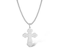 SIPURIS Collier croix orthodoxe pour homme Jésus-Christ crucifié orthodoxe Pendentif en acier inoxydable Religieux Christian Bijoux Cadeau d'anniversaire, Pas de gemme