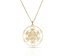 SIPURIS Collier cube de Metatron pour homme et femme - Archanges sacrés - Roi Salomon - Collier en acier inoxydable - Pendentif géométrique creux - Amulette, 1.48" x 1.6" (37.7 x 40.7mm), Acier