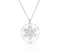 SIPURIS Collier cube de Metatron pour homme et femme - Archanges sacrés - Roi Salomon - Collier en acier inoxydable - Pendentif géométrique creux - Amulette, Acier inoxydable, Pas de gemme