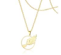 SIPURIS Collier de rêve musical et pendentif ailes d'ange piano huitième note bijoux pour amoureux de chanteur cadeau musicain, 0.95*1.18in, Acier inoxydable, Pas de gemme