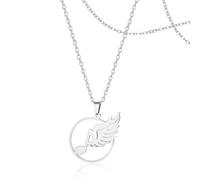 SIPURIS Collier de rêve musical et pendentif ailes d'ange piano huitième note bijoux pour amoureux de chanteur cadeau musicain, 0.95*1.18in, Acier inoxydable, Pas de gemme