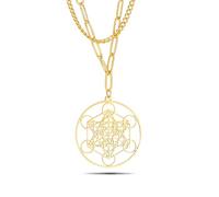 SIPURIS Collier en forme de cube de Metatron pour femmes et hommes Archanges sacrés roi Salomon sceau ange collier pour hommes en acier inoxydable géométrie creusée pendentif amulette bijoux, Acier