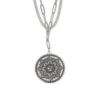 SIPURIS Collier en forme de fleur de lotus pour homme et femme - Symbole Om Ohm - Pendentif bouddhiste en acier inoxydable - Bijou spirituel, Acier inoxydable, Pas de gemme