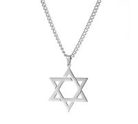 SIPURIS Collier étoile de David pour homme avec pendentif hexagonal en cristal avec pendentif en forme d'étoile à six branches en acier inoxydable, 1.26*1.38inch, Acier inoxydable, Pas de gemme