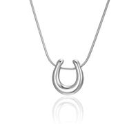 SIPURIS Collier fer à cheval en acier inoxydable 3D en forme de U avec pendentif porte-bonheur minimaliste