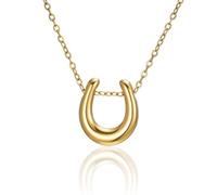 SIPURIS Collier fer à cheval en acier inoxydable 3D en forme de U avec pendentif porte-bonheur minimaliste