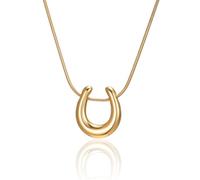 SIPURIS Collier fer à cheval en acier inoxydable 3D en forme de U avec pendentif porte-bonheur minimaliste