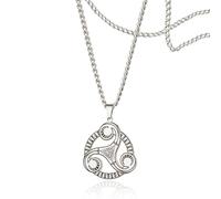 SIPURIS Collier nœud de la trinité nordique triple spirale pendentif triskel celtique amulette bijoux pour homme et femme (Argent)