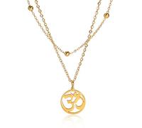 SIPURIS Collier OM indien pour femme avec pendentif en acier inoxydable Symbole sanskrit Aum Om Ohm Bijou pour homme, Acier inoxydable, Pas de gemme (Layered-G)