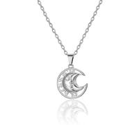 SIPURIS Collier réversible 3D en acier inoxydable avec pendentif en forme de tête de soleil et lune