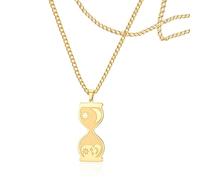 SIPURIS Collier sablier pour femme avec pendentif soleil, lune et étoile, système solaire, collier sur le thème du temps, bijou cadeau, 1.1*0.98in, Acier inoxydable, Pas de gemme