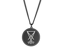 SIPURIS Collier satanique pour homme avec pendentif en forme de sceau de Lucifer Collier en acier inoxydable Cadeau pour homme et femme